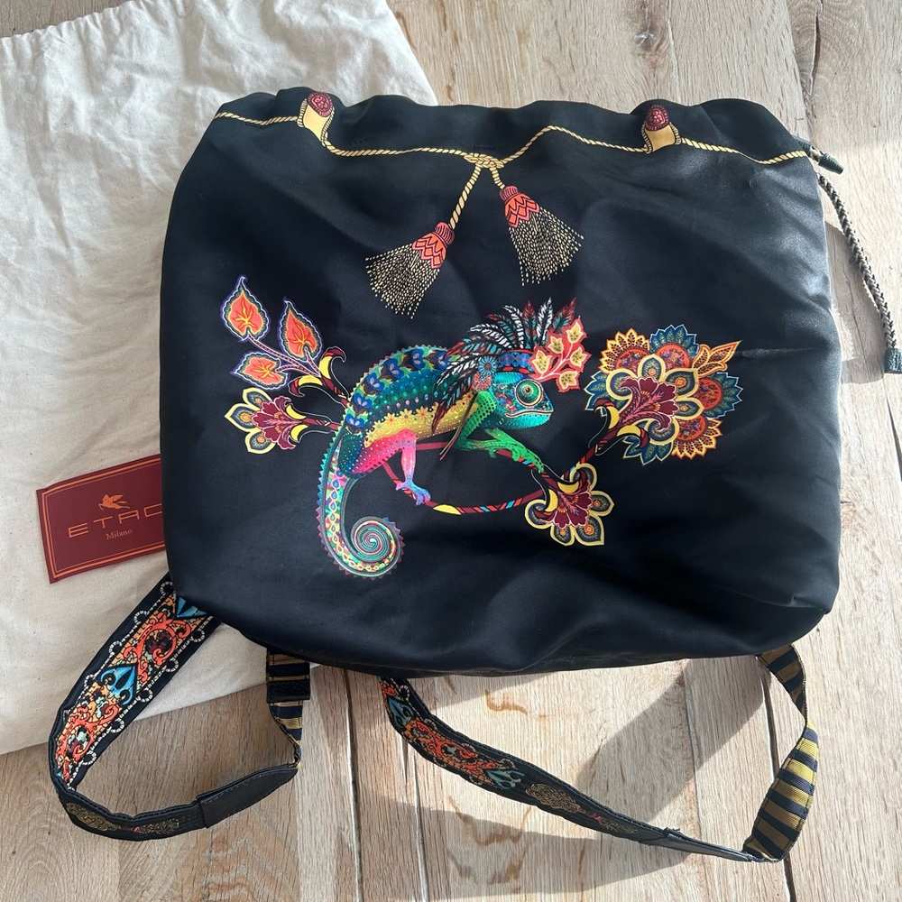 Etro Black and Multicolor Backpack